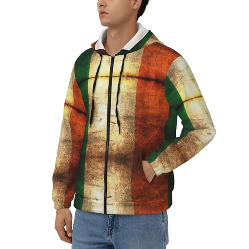 Sweats à capuche à fermeture éclair pour hommes veste polyester drapeau Irlande - 2