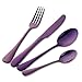 Buyer Star 16 piezas Cubiertos violeta Acero inoxidable utensilios vajilla para 4