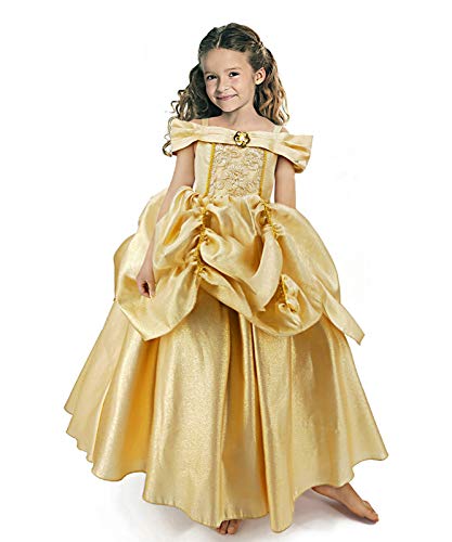Belle Princess Dress Costume for Girls Halloween Fancy Yellow Party Ball Gown