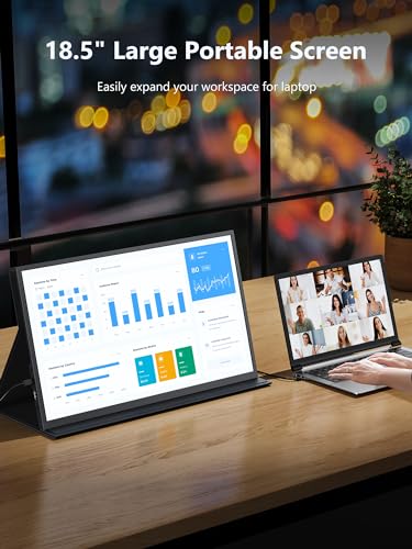 Image of MAGICRAVEN Large Portable Monitor, USB-C & HDMI Laptop Screen Extender,Second Display for Console with Built-in Speakers, Works with PS5, Xbox, Switch, Ideal for Travel, Home & Office - 18.5 inch