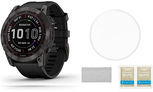 Garmin Fenix 7X Multisport Gps Touchscreen Smartwatch Protective Bundle | With Setpot Tempered Glass Hd Screen Protector, 51 Mm (Sapphire Solar Edition Gray Titanium/Black Band) #TOP8
