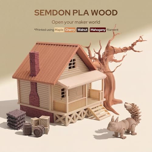 Image of Wood PLA Filament Bundle, 3D Printer Filament Wood Filament 1.75mm PLA Filament,Individually Vacuum Packed, 250g*4 Spools, Maple+Cherry+Walnut+Mahogany