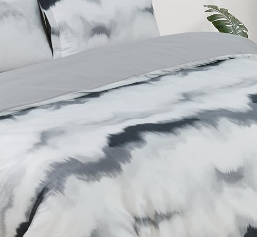 Majestic Giftware Madison Linen 6 Pcs Queen Size Duvet Bedding Set (BL512-Q) | Frosty Bliss 300 TC 100% Cotton Sateen | 1 Fitted Sheet, 1 Duvet, 4 Pillowcases - Ritz Collection