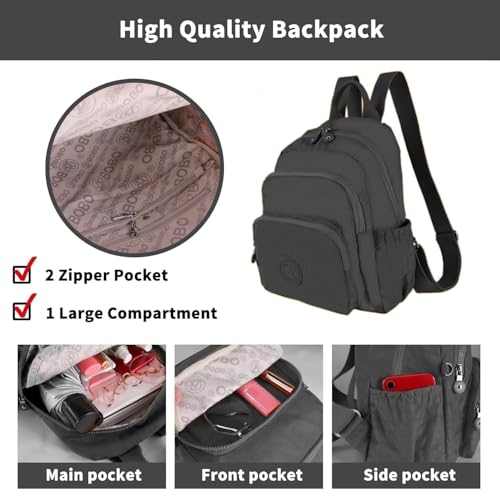 Image of Small Size Nylon Waterproof Backpacks for Women Fashion Cute Backpack Accommodates 14-Inch Laptops Suitable for Daily Commuting Shopping and Hiking Men Use