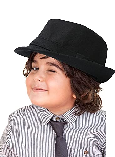 Kids Classic Trilby-Fedora Hat Short Brim Boys Gangster-Fedora Manhattan-Hat for 3-6 Years Old4