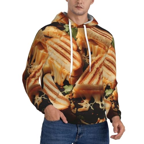 Men's Fleece Pullover Hoodie Long Sleeve Hooded Cheese Sandwiches Sweatshirt Casual Shirts With Pockets