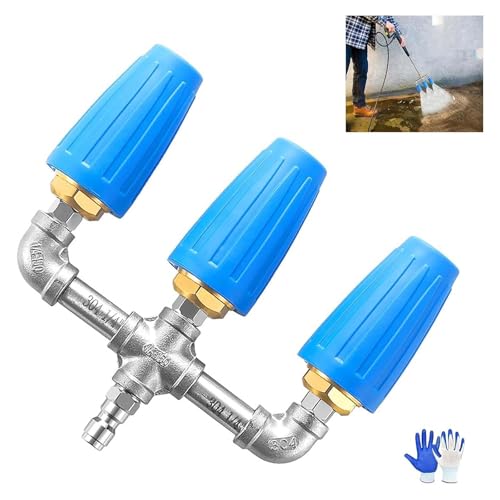 Boquilla turbo doble/triple, lavadora a presión de boquilla triple turbo, boquilla turbo giratoria de 360° para lavadora eléctrica con conector rápido de 1/4 pulgadas, lavadora a presión de doble