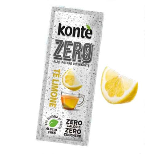 KONTE ZERO DRINK TE' AL LIMONE - 40 Bustine Monodose di Preparato istantaneo per Bevanda ICE TEA LIMONE con Estratto di Stevia e Vitamina C - Zero Calorie - Zero Zuccheri - Gluten Free -