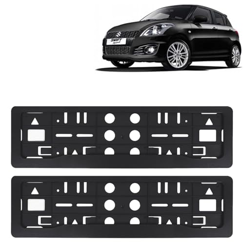 Image of KINGSWAY Swift Car Number Plate Frames for All 2011 to 2017 Models of Maruti Suzuki Car Registration Plate Holders, Black Licence Plate Covers (Front and Rear), Universal Size 51.5 x 14.5 cm