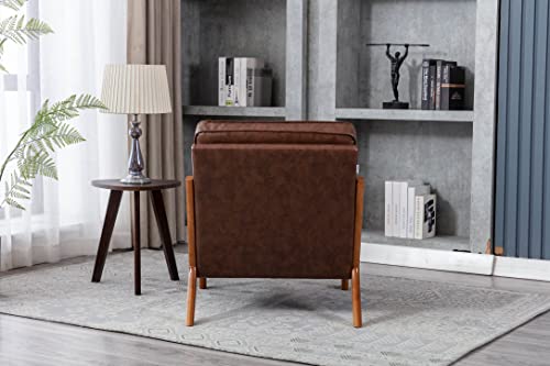 Joybase Lounge Arm Chair, Mid Century Modern Accent Chair, Wood Frame Armchair For Living Room, Bedroom (Brown, Pu Leather) #TOP7