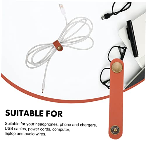 Organizador de cables NUOBESTY 50 piezas, sujetadores reutilizables de cuerda para auriculares y cargadores USB, envoltorios duraderos de cuero para orden en hogar y oficina miniatura 7