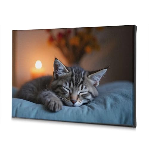 Décoration de Pâques chaton pour mur vide salon toile 20x30