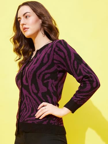 Image of Modeve Animal Print Round Neck Casual Women Sweater