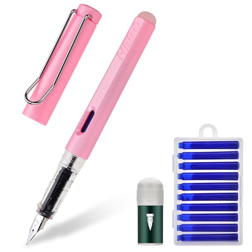 LVZONGXIN Radierbarer Füllfederhalter, Feder in Sträke F, Füller mit radierbarer, blauer Tinte I inkl. 10 Patrone + 1 Feder-Pflegeset I Schreiben, radieren & korrigieren in einem (Rosa) LVZONGXIN Radierbarer Füllfederhalter, Feder in Sträke F, Füller mit radierbarer, blauer Tinte I inkl. 10 Patrone + 1 Feder-Pflegeset I Schreiben, radieren & korrigieren in einem (Rosa)