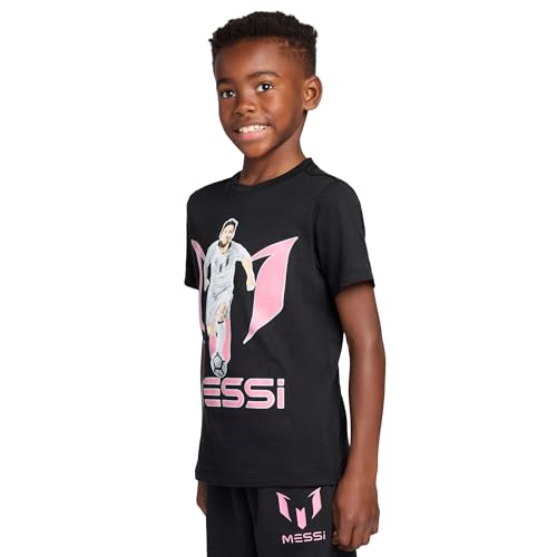 Image of Messi Boys' Lifestyle Short Sleeve T-Shirt, Slim-fit Graphic Tee, Cotton Blend Fabric