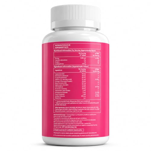 Image of Fixuphealth Daily Antioxidants Coenzyme Q10 & Glutathione Supplement | NAC, Astaxanthin, Alpha Lipoic Acid, Grape Extract, Zinc & Selenium | Skin Brightening, Hair, Eye & Immunity Support | 30 Tablet