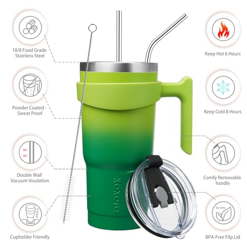 Image of BJPKPK 20 oz Tumbler with Handle & Straw, Insulated Stainless Steel Mug