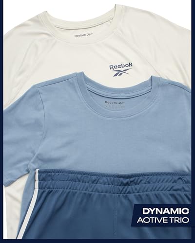 Reebok Conjunto de shorts atléticos para meninos – 3 peças de roupas de verão com camisetas gráficas