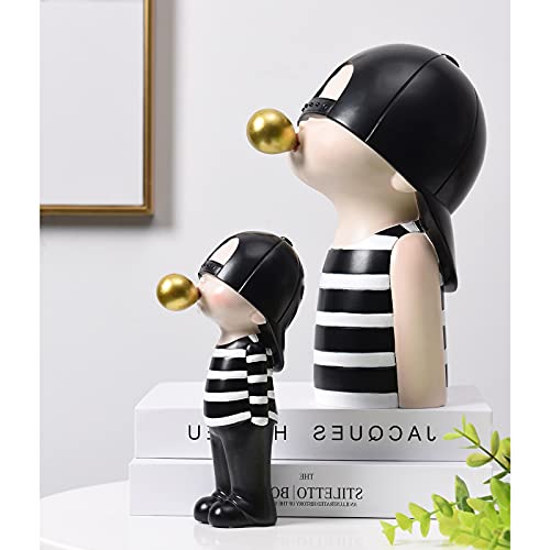 Kakizzy Modern Sculptures Home Decor, Boy Gum Figurines Black And White Sculpture Decor Summer Tabletop Decorations Resin Cute Boy Statue For Kids' Room(C-Boy Black) #TOP4