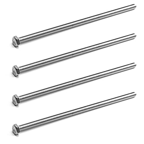 Image of MroMax 4Pcs M6 x 150mm Hex Head Screws Bolts, 304 Stainless Steel 18-8, Fully Threaded, External Hex Drive, for Mounting Chair, Handles, Rail, Pump, Wheels, Antenna Parts, Boat and Plastic Bumpers | 304 Stainless Steel, Fully Threaded, External Hex Drive, 6 In Extra Long Bolts for Heavy-Duty Bracket and Outdoor Structure