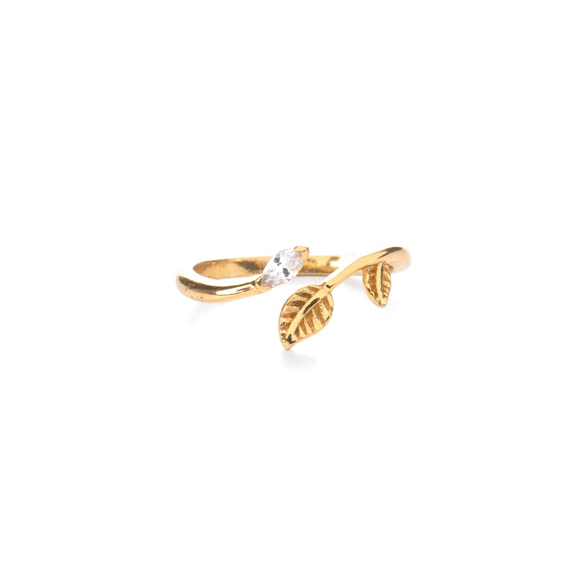 ShayaWomen's By Caratlane Be Nice Or Leaf Ring In Gold Plated 925 Silver