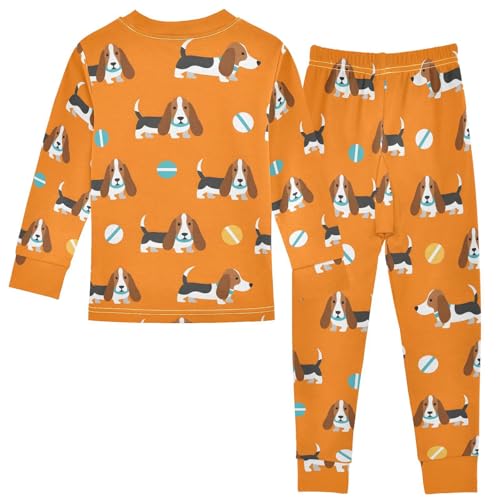 Pajama Sets Long Sleeve Cute Dogs and Balls Pattern Soft Comfy Sleepwear 2 Piece PJS 3-8T3