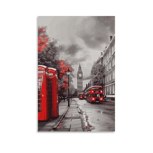 Toile murale imprimee Londres rouge grand format tableau deco