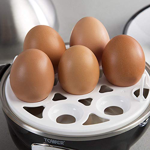 Tower Egg Boiler and Poacher with Steamer, Perfect for Soft and Hard Boiled Eggs, 7 Egg Capacity, Auto Cut-Off, Energy Efficient Stainless Steel, 360 W, Black - Image 5