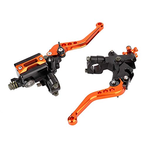 6段階調整 バイク ブレーキレバー 左右1セット ビレットレバーセット ブレーキレバー クラッチレバー 全5色 金属 調整可能 ブレーキ クラッチレバー 7/8" 22mm バイクブレーキクラッチ マスターシリンダーリザーバーレバー (オレンジ)