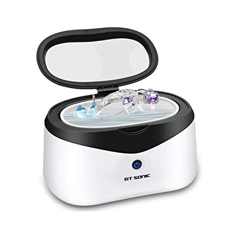 Ultrasonic Jewellery Cleaner -Silver Cleaner for Jewelry Rings with Watch Holder,Cleaning Basket,304 SUS Tank for Eyeglasses Watches Coins Tools Razors Earrings Necklaces Dentures 21 Ounces Cover