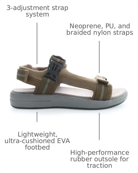 Image of Propet Mens Eli Strap River Casual Sandals Casual - Black