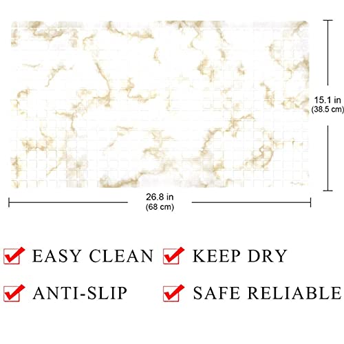 Tapis de bain antidérapant en PVC marbre marron avec ventouses pour douche