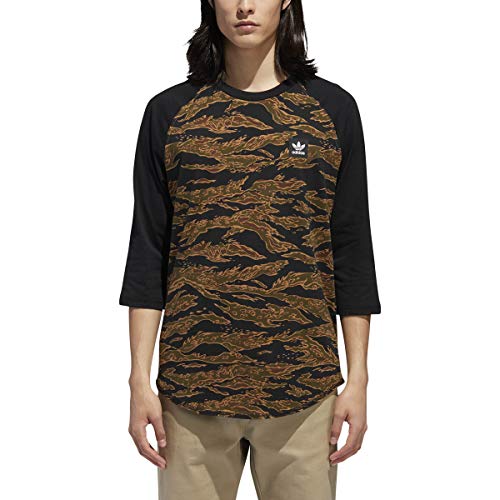 T-shirt camouflage homme Adidas DH3910 taille L vêtement sportswear col rond manches raglan
