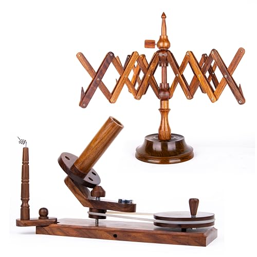 Ayan Handicraft Well Crafted Yarn Swift and Ball Winder Combo - Yarn Cake Winder, Yarn Winder and Swift, Yarn Winder Large Capacity (Rosewood Combo)