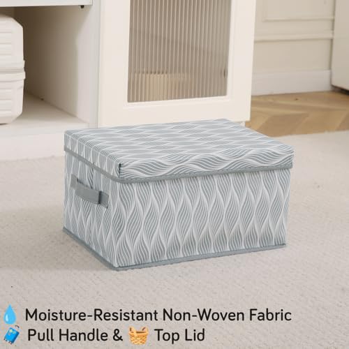 Image of HOKIPO Cloth Organiser for Storage - Under Bed & Wardrobe Organizer Storage Box with Lid | Non-Woven, Moisture-Resistant, Foldable | Pack of 2 Medium (AR-5813 * 2)