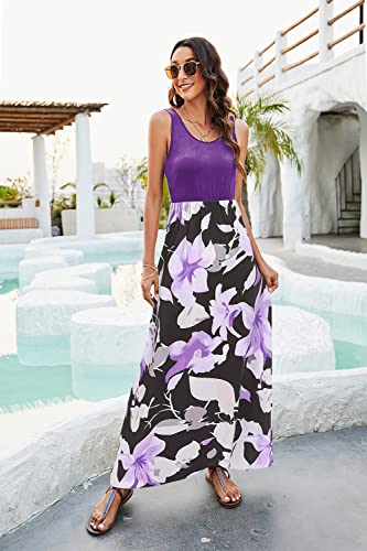 Bluetime Women's Summer Boho Sleeveless Floral Print Tank Long Maxi Dress (S-3XL)2