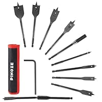 PINOZE 9-teiliges Flachbohrer-Set mit 15,2 cm Verlängerung, Spatenbohrer-Set Holz, 6 bis 32 mm, Schnellwechsel-Sechskantschaft (1/4 Zoll), inklusive Nylon-Aufbewahrungstasche