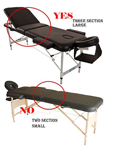 BTM) Deluxe Lightweight Portable Professional Massage Table SALON Beauty Couch Bed Spa Tattoo Physiotherapy Folded 3 Section with Headrest Arm support and free Carrying Bag Black (Upgrade-213CM) - Image 10