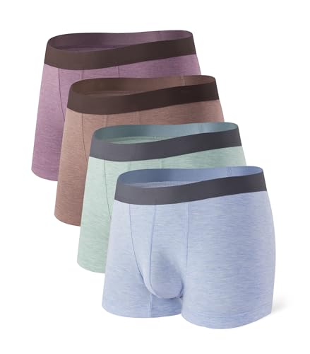 DAVID ARCHY Mens Trunks Underwear Soft Breathable Rayon Made from Bamboo for Men No Fly Pouch 4-Pack