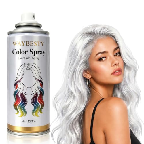 Temporary Hair Color Spray for Kids Women Man, Washable Temporary Hair Dye, Instant Hair Color Spray, Fast Dry Non Permanent Hair Spray for Party, Cosplay, Halloween, Christmas (White, 4.06 oz)