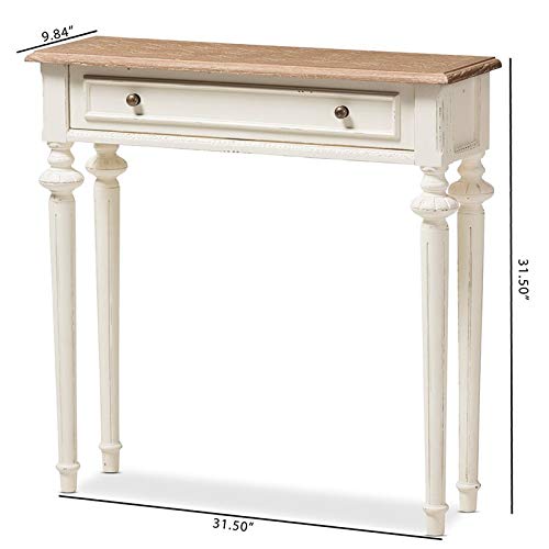Baxton Studio Marquetterie French Provincial Style Weathered Oak And White Wash Distressed Finish Wood Two-Tone Console Table #TOP2