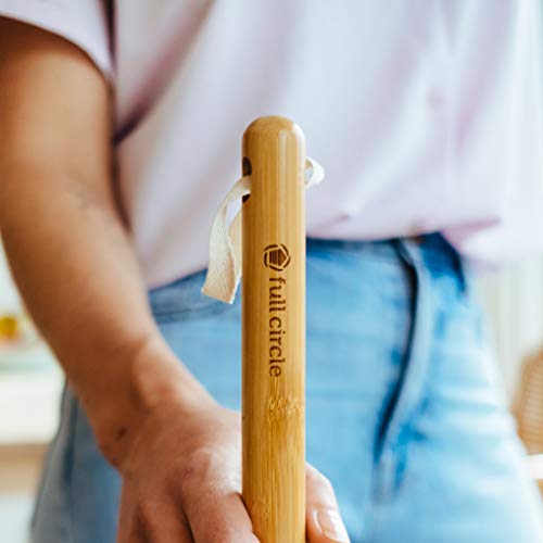 Image of Full Circle Clean Sweep Broom Made from Natural Bristles, White | Sustainable natural bristles sweep floors clean in the kitchen, bathroom & beyond
