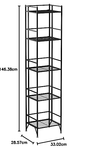 Image of Convenience Concepts Xtra Storage Shelves - 5-Tier Folding Metal Storage Shelves, Closet Organizer for Office, Laundry Room, Bedroom, Garage, Kitchen, Bathroom, Black