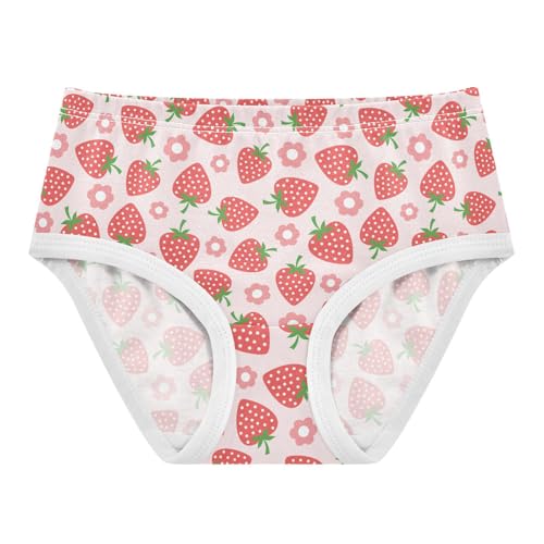 Girls' Underwear Strawberry Fruit Cotton Stretch Comfort Toddler Panties