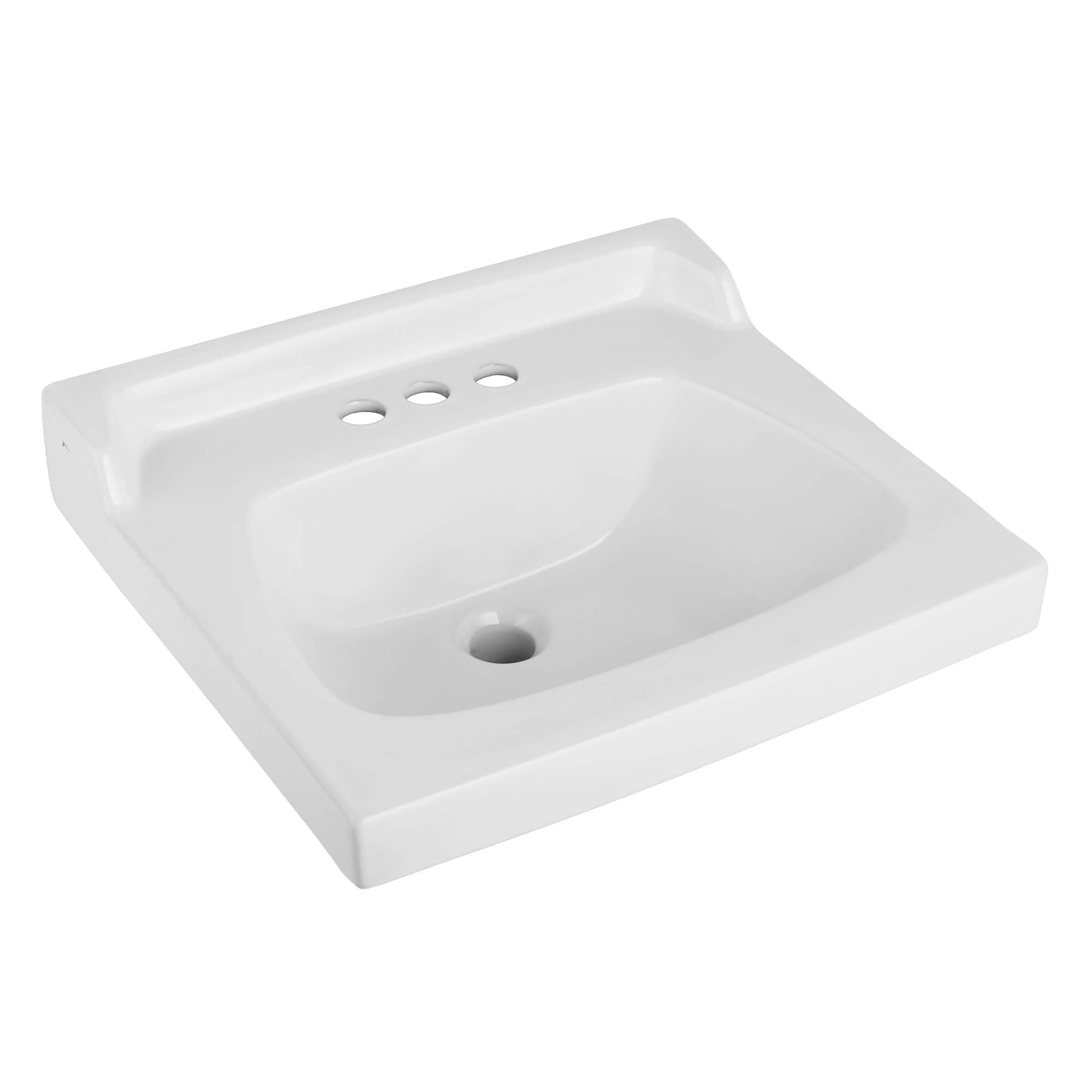 Fine Fixtures Ceramic Bathroom Sink Top with Raised Back - Fits Standard 18” Vanity Sink Basin for Small Bathroom Vanity (20” x 18”), High Gloss Finish, 3 – Hole Faucet Compatible.
