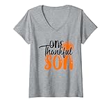 Photo Gallery donna one thankful son festa della zucca del ringraziamento maglietta con collo a v Photo Gallery donna one thankful son festa della zucca del ringraziamento maglietta con collo a v