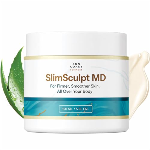 SUN COAST SCIENCES SlimSculpt Firming Body Cream - Targets the Look of Crepey Skin Cellulite & Sagging on Arms Thighs & Belly - With Caffeine Vitamin E & Aloe Vera - For Mature Skin - 5 fl oz