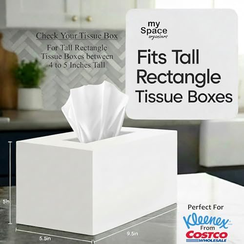 Tissue Box Cover Rectangle - Tissue Box Holder Rectangular - Compatible with Kleenex - Acrylic White Bathroom Accessories Decor - Image 3