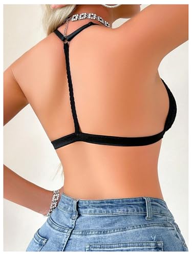 SHENHE Women's Lace Front Closure Y Back Bra Padded Triangle Racerback Bralette Wireless Bra2