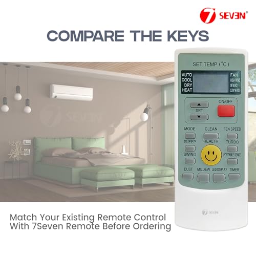 Image of 7SEVEN Compatible Air Conditioner remotes for Original Voltas AC Remote Control Suitable for 1 1.5 2 ton Split or Window ac - Match Exactly with Old Model 45A Remote for Better Performance